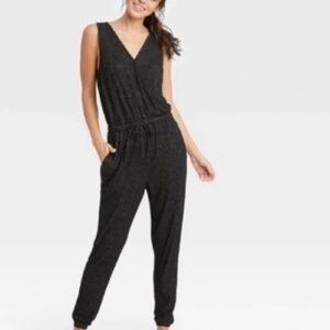 Women’s Perfectly Cozy Lounge Jumpsuit ~ Stars Above, Dark Grey Size XS